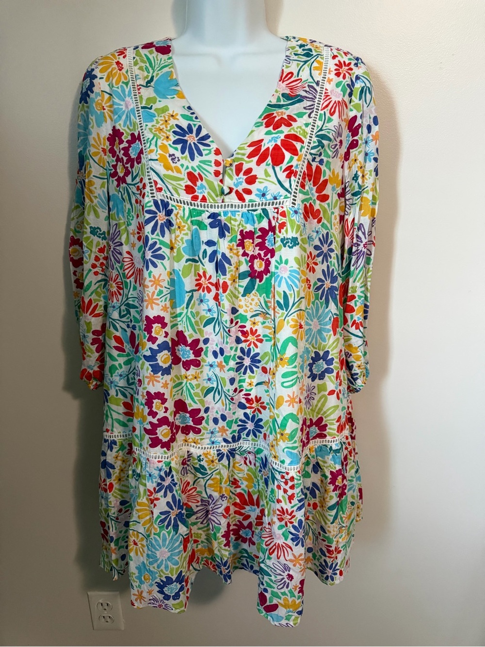 Fate Multicolor Floral V-Neck Long-Sleeve Dress